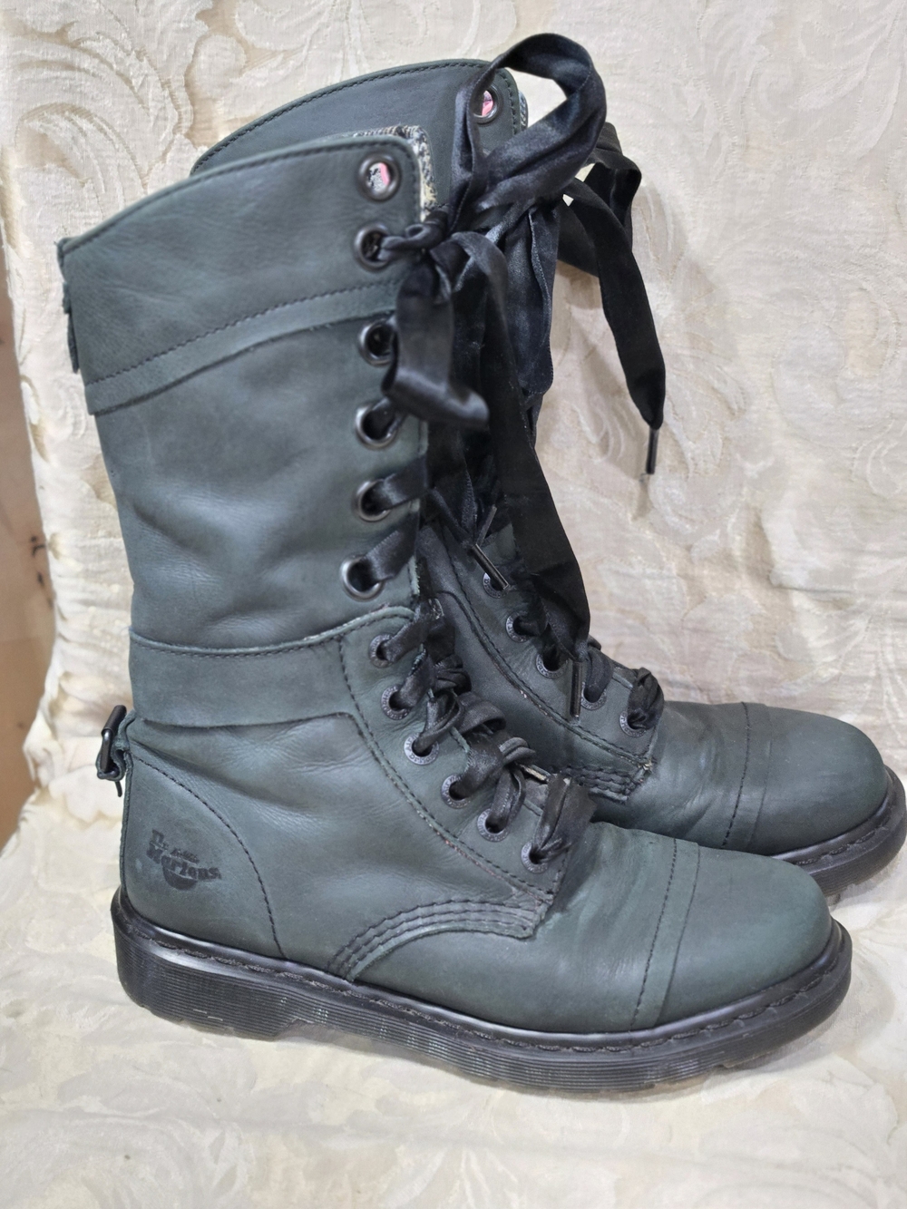 Dr. Martens Triumph 1914 Plaid Combat Boots with Satin Laces - Picture 2 of 12